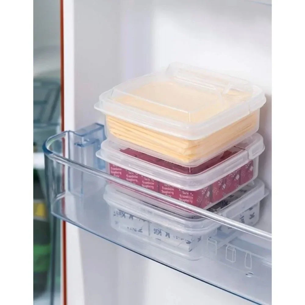 Clear Container Food Storage Box Plastic Refrigerator Cheese Box 3 PCS Makeup Sb